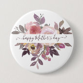Pastel roze en paarse floraal gepersonaliseerd ronde button 7,6 cm (Voorkant)