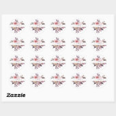 Pastel roze en paarse floraal gepersonaliseerd ronde sticker (Vel)