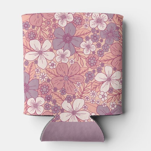 Pastel Roze en Paarse Floral Blikjeskoeler (Achterkant)