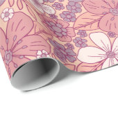 Pastel Roze en Paarse Floral Cadeaupapier (Rol Hoek)
