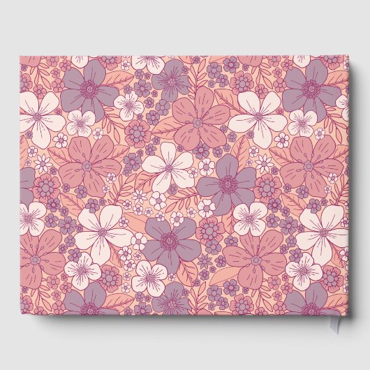 Pastel Roze en Paarse Floral Gastenboek (Achterkant)