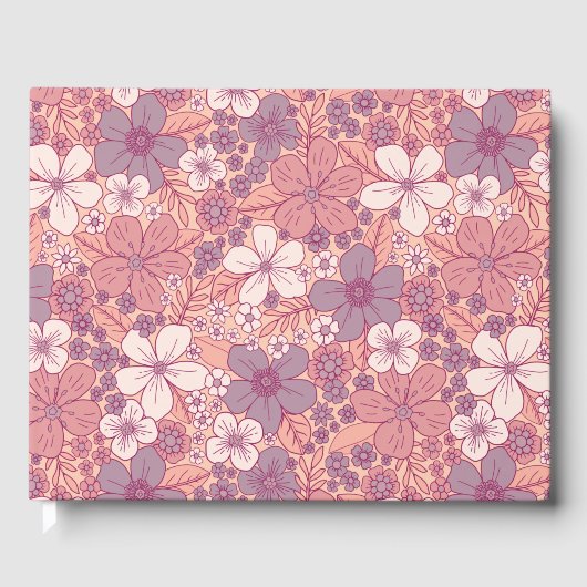 Pastel Roze en Paarse Floral Gastenboek (Voorkant)