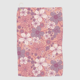 Pastel Roze en Paarse Floral Golfhanddoek