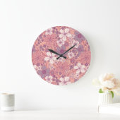 Pastel Roze en Paarse Floral Grote Klok (Huis)