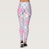 Pastel Roze en Paarse Floral Pattern Leggings (Achterkant)