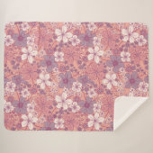 Pastel Roze en Paarse Floral Sherpa Deken (Voorkant (horizontaal))