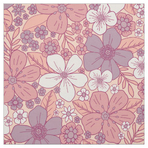 Pastel Roze en Paarse Floral Stof