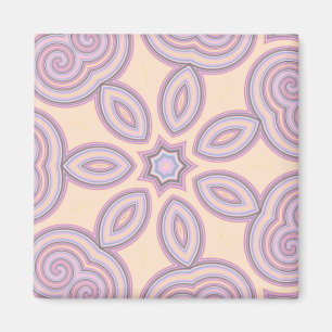Pastel Roze en Paarse Kaleidoscoop Patroon Magneet