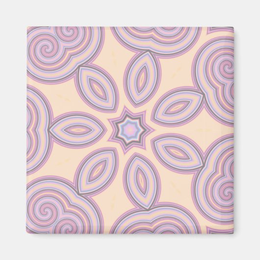 Pastel Roze en Paarse Kaleidoscoop Patroon Magneet (Voorkant)