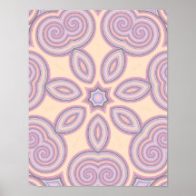 Pastel Roze en Paarse Kaleidoscoop Patroon