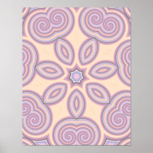 Pastel Roze en Paarse Kaleidoscoop Patroon Poster