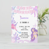 Pastel Roze en paarse Pastel Zeemeermin Verjaardag Kaart (Staand voorkant)