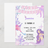 Pastel Roze en paarse Pastel Zeemeermin Verjaardag Kaart (Voorkant / Achterkant)