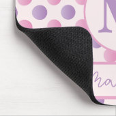 Pastel Roze en Paarse Polka Dots Custom Name Muismat (Hoek)