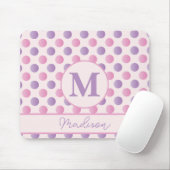 Pastel Roze en Paarse Polka Dots Custom Name Muismat (Met muis)