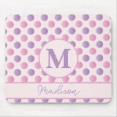 Pastel Roze en Paarse Polka Dots Custom Name Muismat (Voorkant)