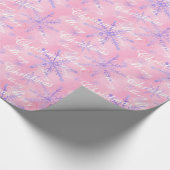 Pastel Roze en Paarse Snowflakes Waterverf Cadeaupapier (Hoek)