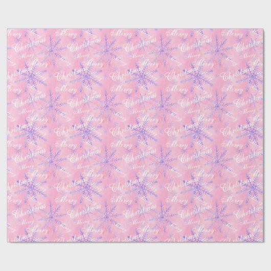 Pastel Roze en Paarse Snowflakes Waterverf Cadeaupapier (Vlak)