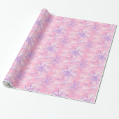 Pastel Roze en Paarse Snowflakes Waterverf Cadeaupapier (Uitgerold)
