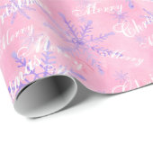 Pastel Roze en Paarse Snowflakes Waterverf Cadeaupapier (Rol Hoek)
