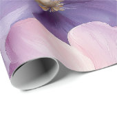 Pastel Roze en Paarse Waterverf Floral Design Cadeaupapier (Rol Hoek)