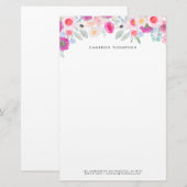 Pastel Roze en Paarse Waterverf Floral Garland Briefpapier (Voorkant / Achterkant)