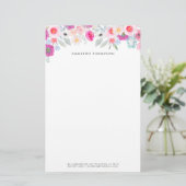 Pastel Roze en Paarse Waterverf Floral Garland Briefpapier (Staand voorkant)