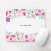 Pastel Roze en Paarse Waterverf Floral Garland Muismat (Met muis)