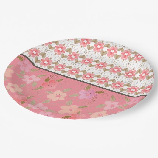 Pastel roze en perzik papieren bordje (Gekanteld)