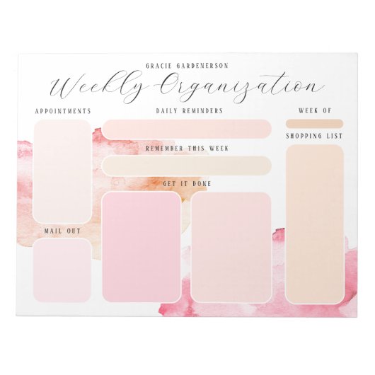 Pastel Roze en Sinaasappel Custom Weekly Organisat Notitieblok (Voorkant)