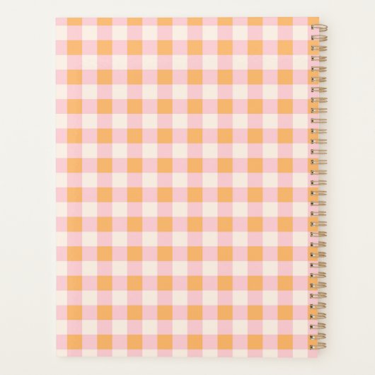 Pastel Roze en Sinaasappel Vierkantjes Planner (Achterkant)