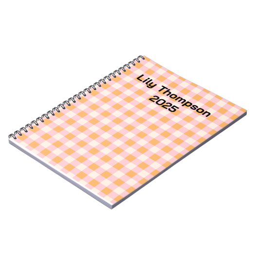 Pastel Roze en Sinaasappel Vierkantjes Planner Notitieboek (Linkerzijde)