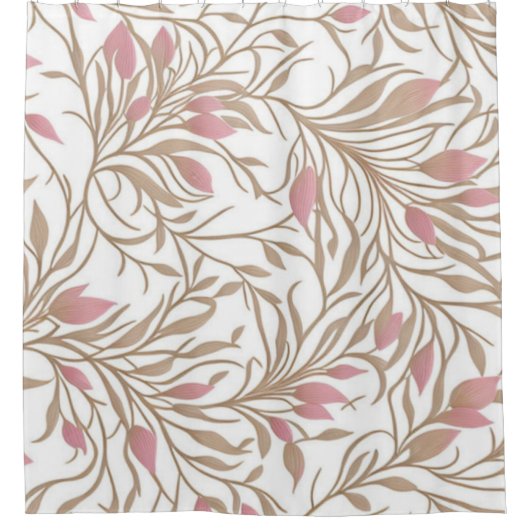 Pastel Roze en Tan, boho, trendy, chic, elegant Douchegordijn (Voorkant)