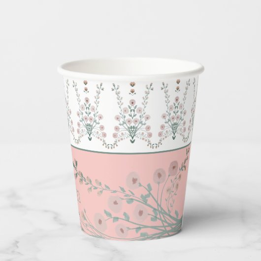 Pastel roze en turquoise papieren bekers (Achterkant)