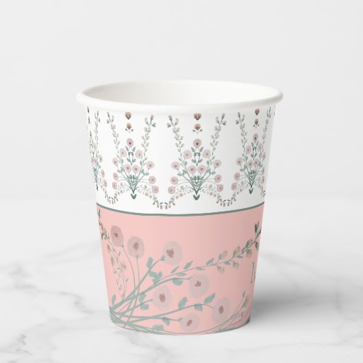 Pastel roze en turquoise papieren bekers (Voorkant)