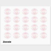 Pastel roze en wit bloemig Ornament Ronde Sticker (Vel)