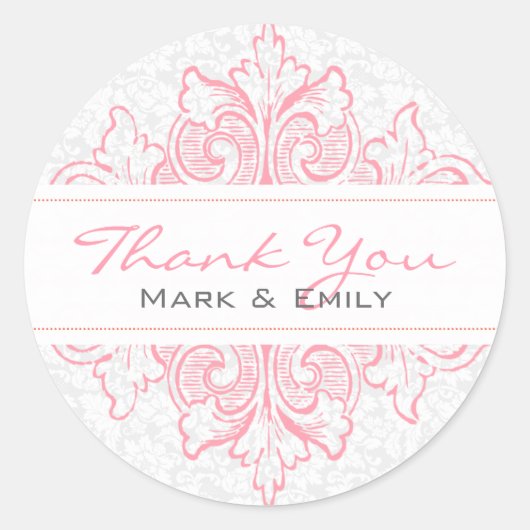 Pastel roze en wit bloemig Ornament Ronde Sticker (Voorkant)