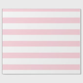 Pastel Roze en Wit Breed Horizontaal Gestreept Cadeaupapier (Vlak)