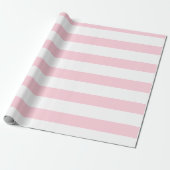 Pastel Roze en Wit Breed Horizontaal Gestreept Cadeaupapier (Uitgerold)