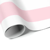 Pastel Roze en Wit Breed Horizontaal Gestreept Cadeaupapier (Rol Hoek)