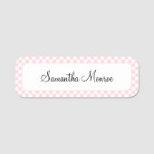 Pastel Roze en Wit Check Naamplaatje (Voorkant)