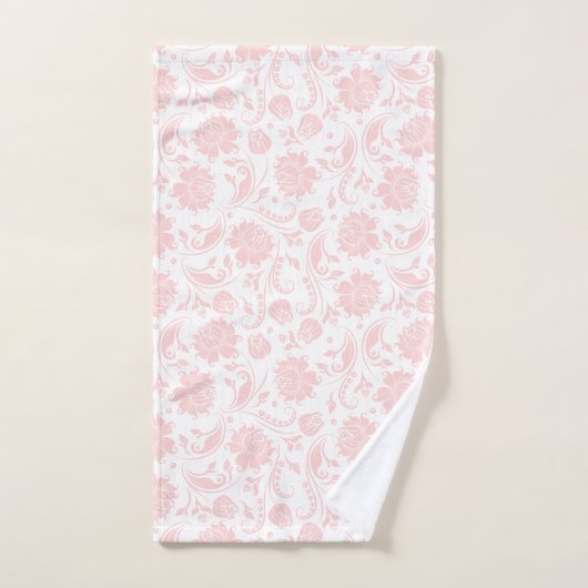 Pastel-roze en wit damaspatroon bad handdoek (Handdoek)