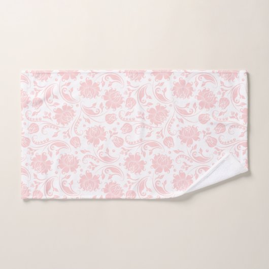 Pastel-roze en wit damaspatroon bad handdoek (Handdoek)