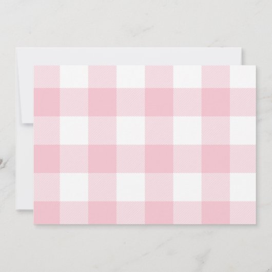 Pastel roze en wit Gingham Check Notitiekaartje (Achterkant)