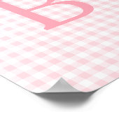 Pastel roze en wit Gingham monogram Poster (Hoek)