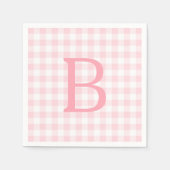 Pastel roze en wit Gingham monogram Servet (Voorkant)