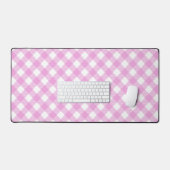 Pastel Roze en Wit Hoekig Plaid Bureaumat (Keyboard & Muis)