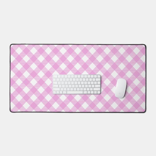 Pastel Roze en Wit Hoekig Plaid Bureaumat (Keyboard & Muis)