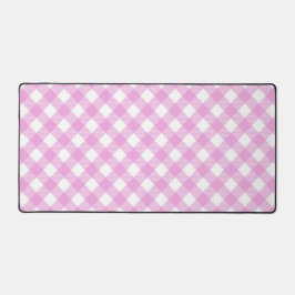 Pastel Roze en Wit Hoekig Plaid Bureaumat