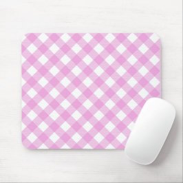 Pastel Roze en Wit Hoekig Plaid Muismat